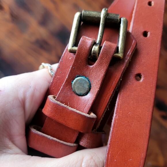 VTG LL Bean Double Strap Belt Leather Sz 34 - Picture 4 of 6